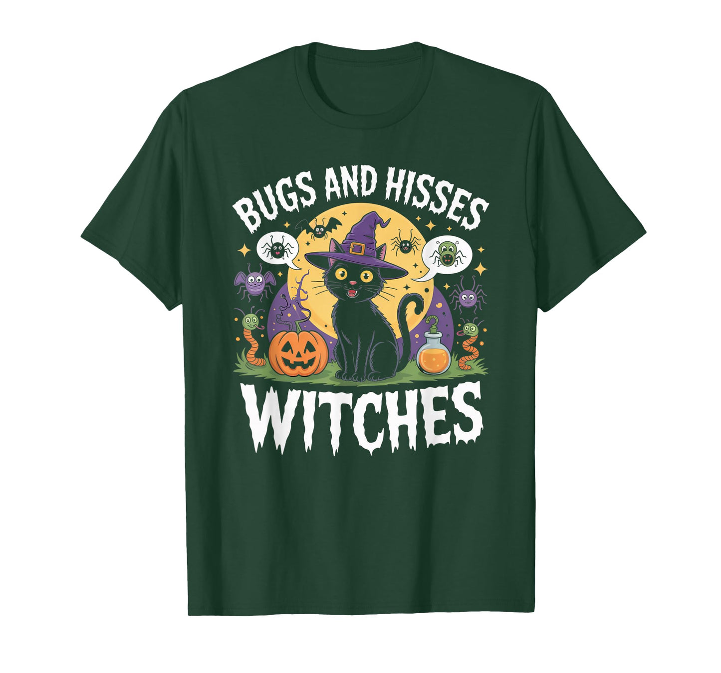 Bugs and Hisses Witches Cat Halloween Kids Cute Witch Shirt T-Shirt
