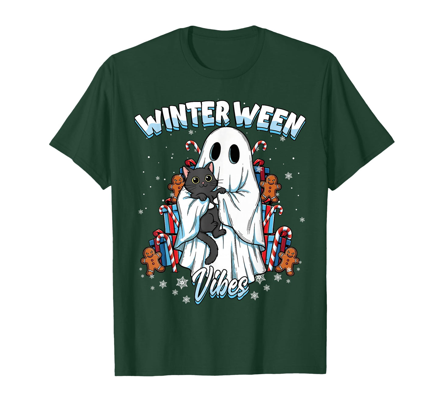 Winterween Vibes Winter Halloween Christmas Spooky Ghost T-Shirt