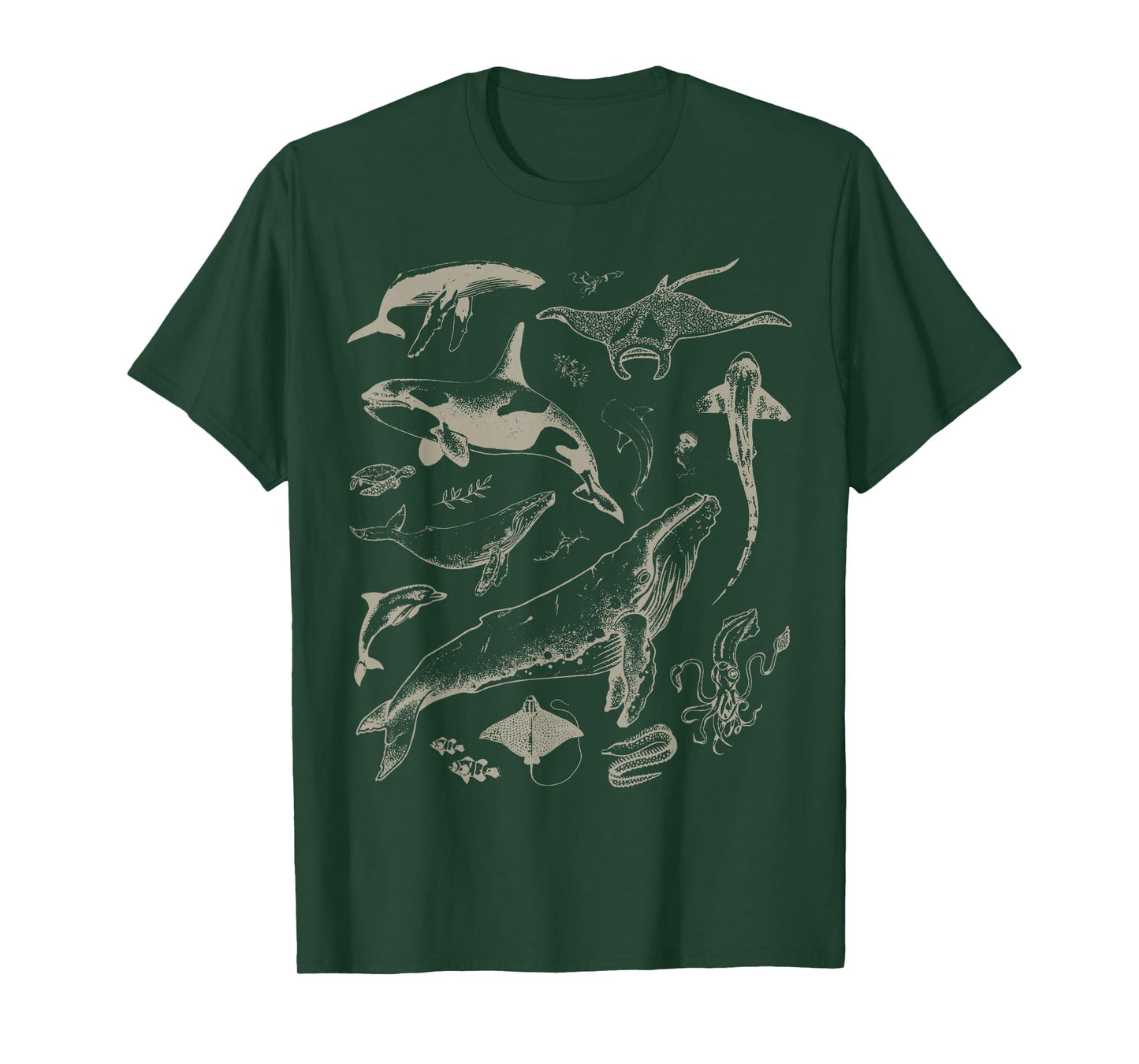 Retro Ocean Wildlife Shark Turtle Octopus Fish Animal Lover T-Shirt