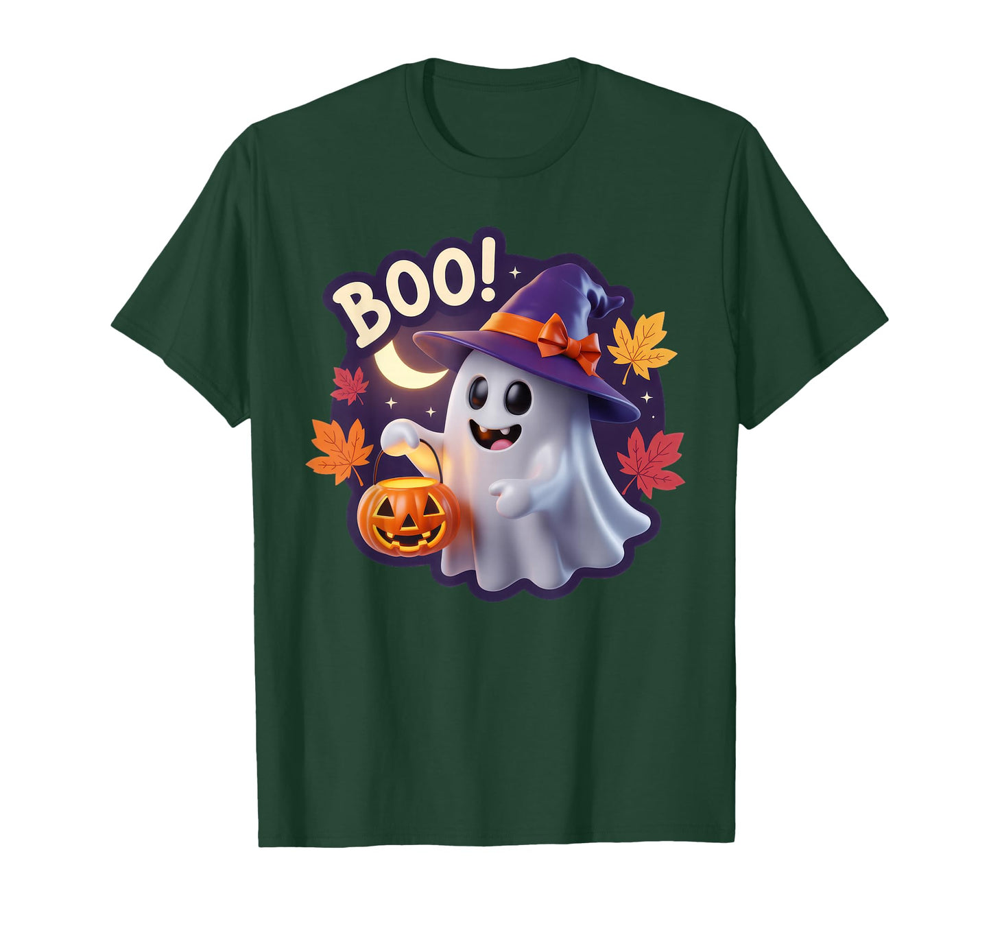 Cute Halloween Boo Ghost Pumpkin Witch Hat Family Matching T-Shirt