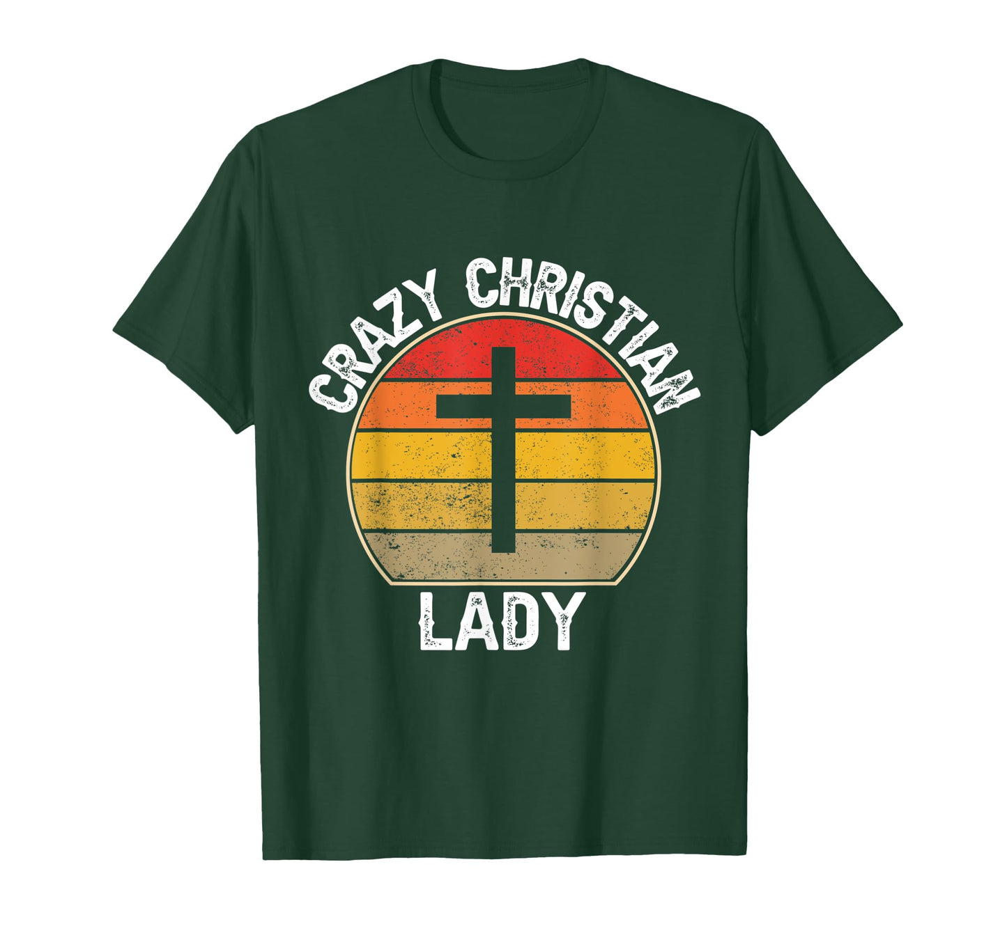 Crazy Christian Lady - Religious Christianity Retro Sunset T-Shirt