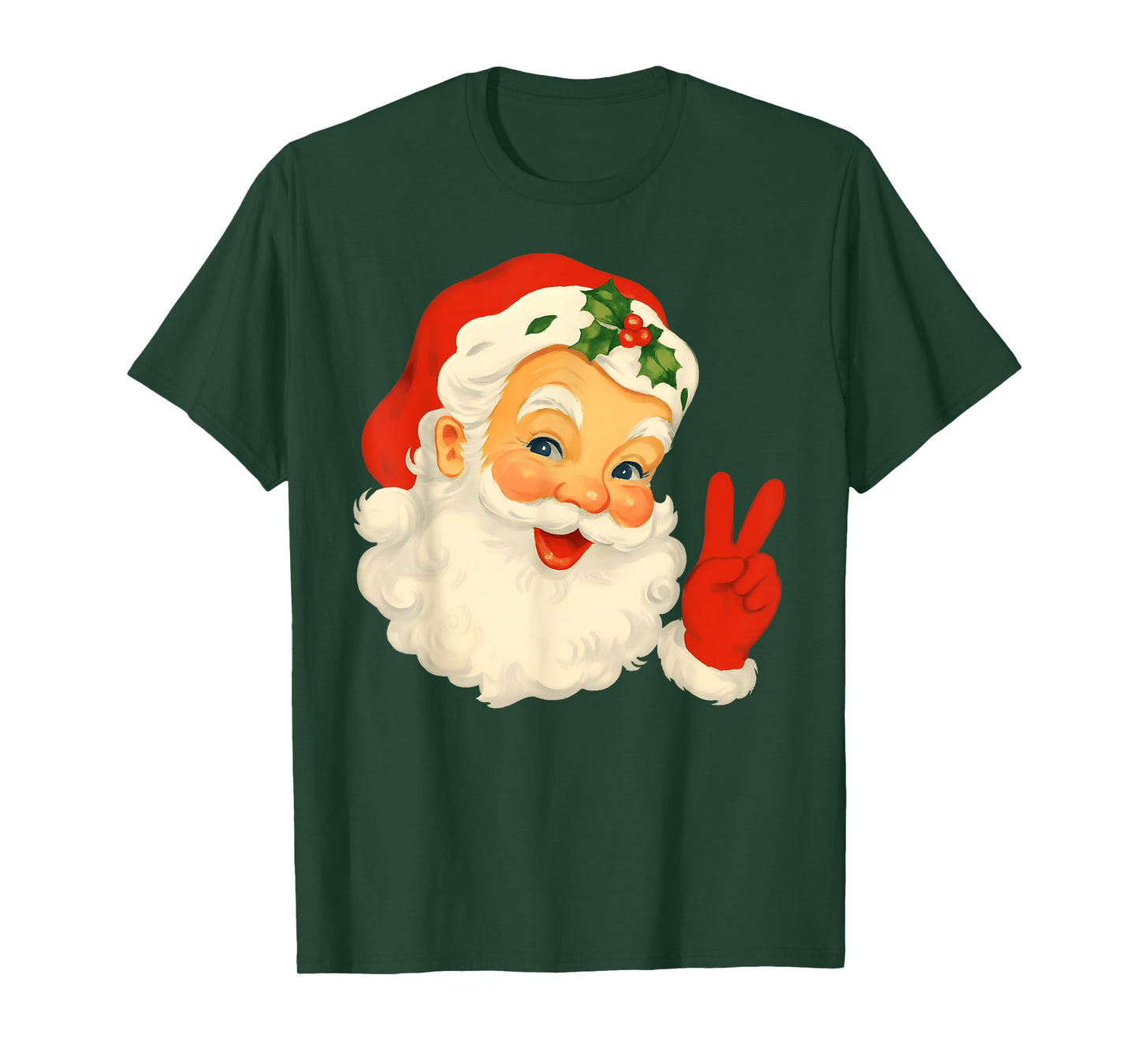 Vintage Retro Jolly Santa Claus Face Christmas Pajamas T-Shirt