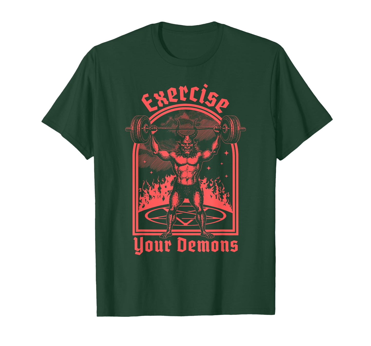 Exercise Your Demons - Satanic Baphomet Satan Funny Workout T-Shirt
