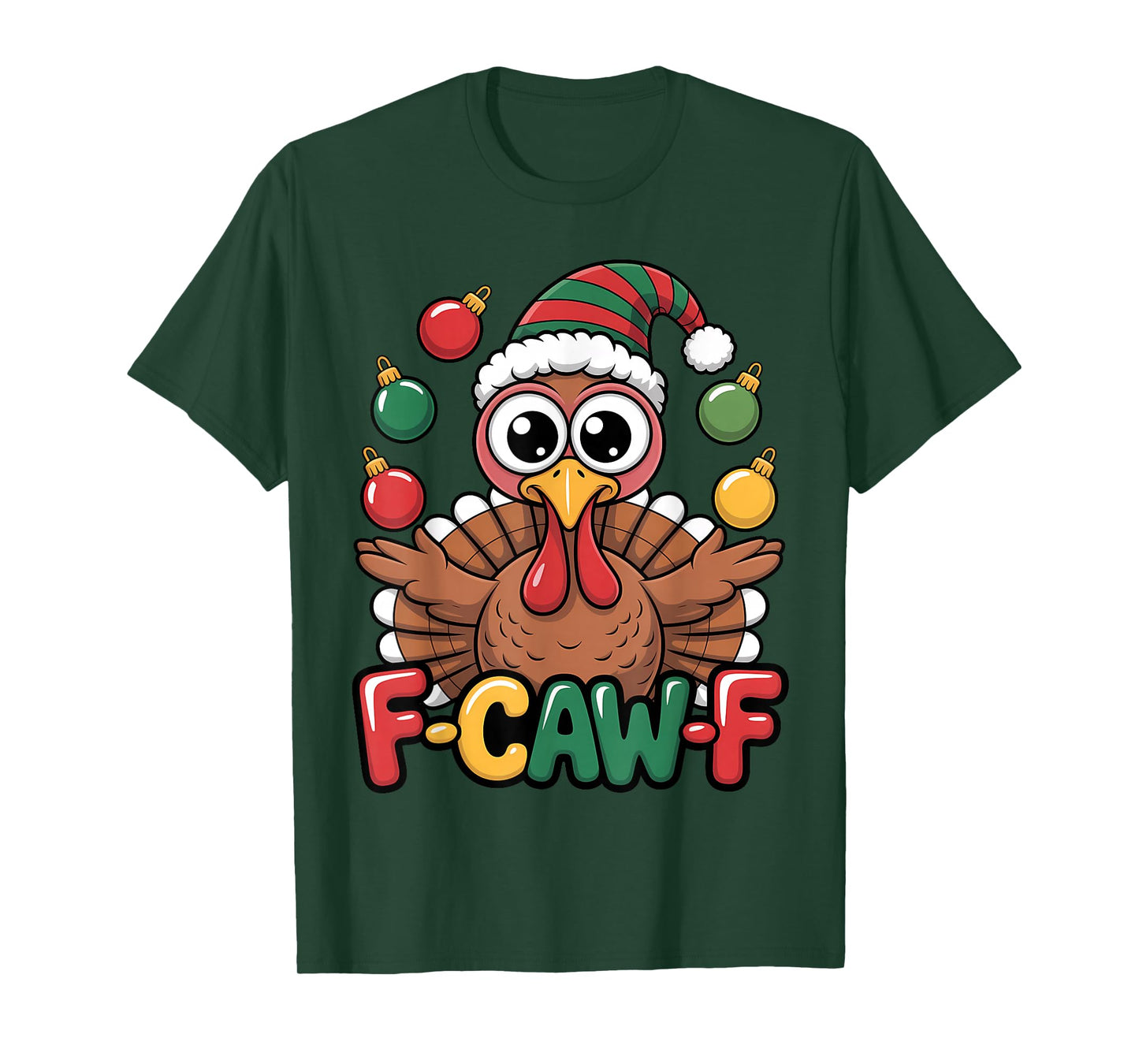 Festive Turkey Santa Hat F CAW F Funny Holiday Crossover T-Shirt