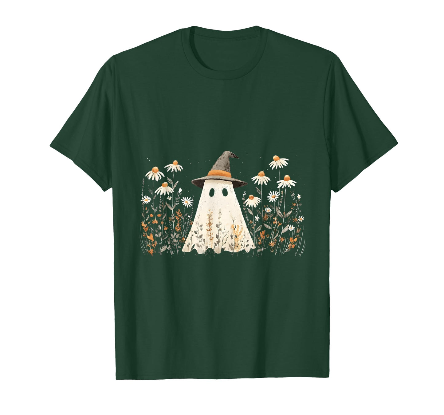 Cute Daisy Flower Floral Ghost Retro Halloween Aesthetic T-Shirt