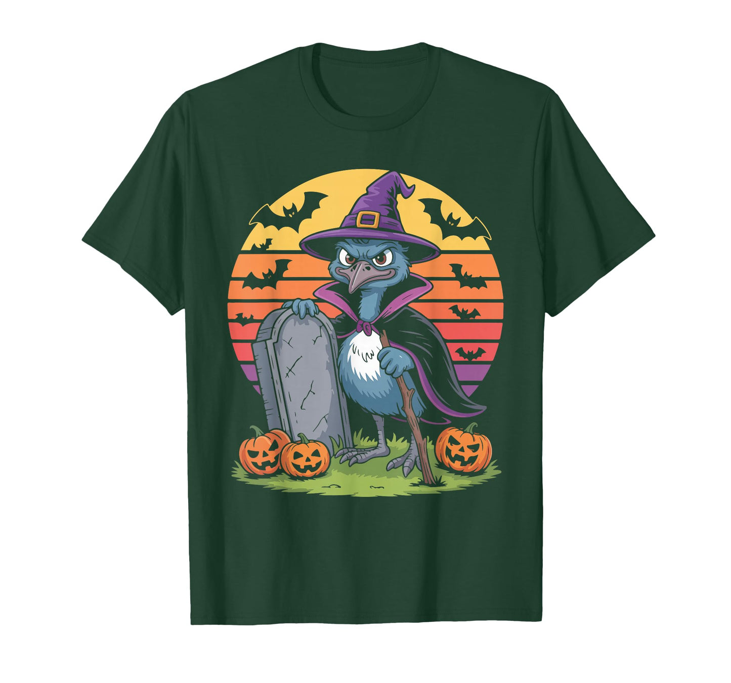 Raven Witch Halloween Magic with Pumpkins T-Shirt