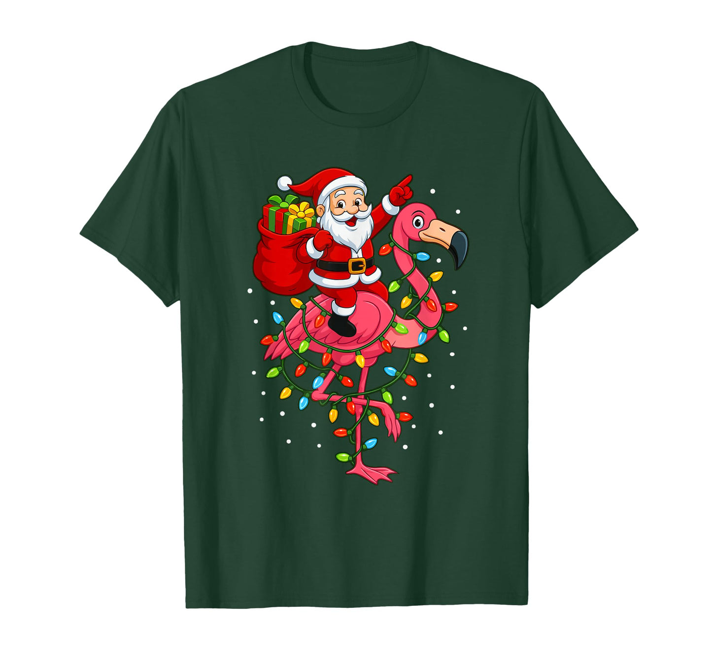 Pink Flamingo Christmas Santa Cute Flamingos Holiday Decor T-Shirt