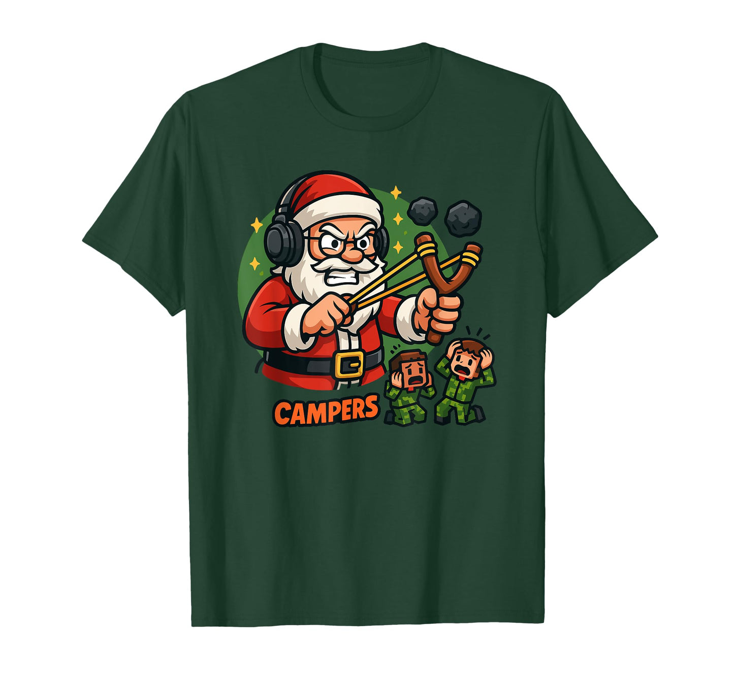 Santa vs Campers Funny Gamer Christmas Slingshot T-Shirt