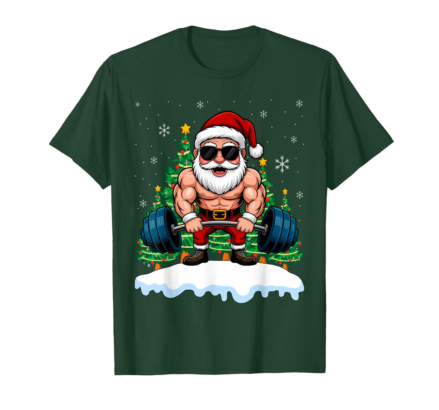 Santa Weightlifting Christmas Fitness Gym Deadlift Xmas Men T-Shirt