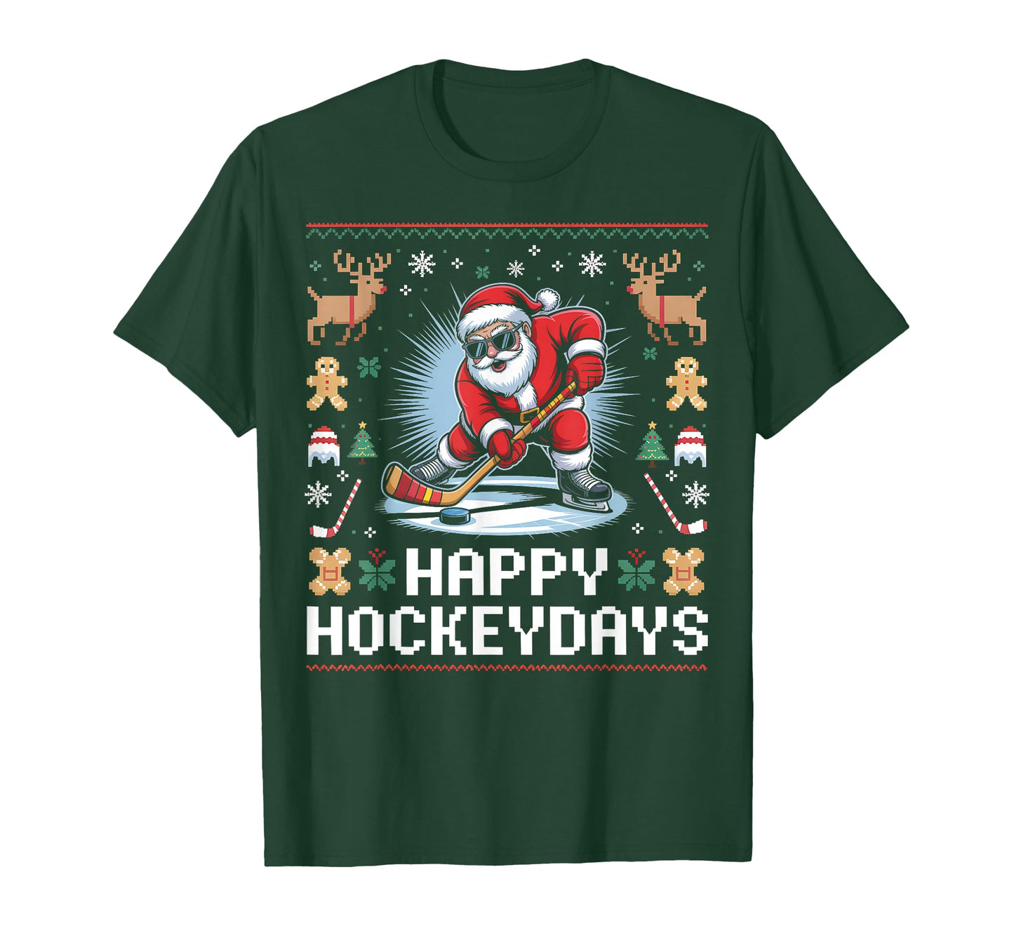Hockey Christmas Funny Santa Ice Hockey Winter Holiday T-Shirt
