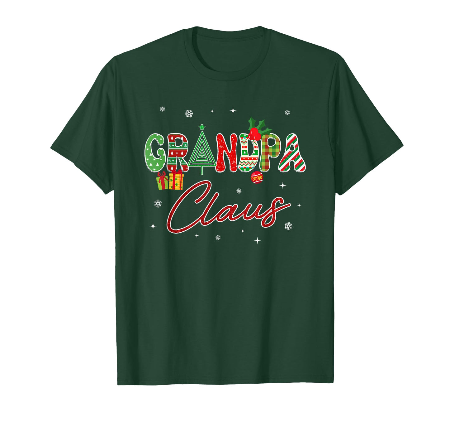 Christmas Grandpa Claus Lights Pajama Family Matching T-Shirt