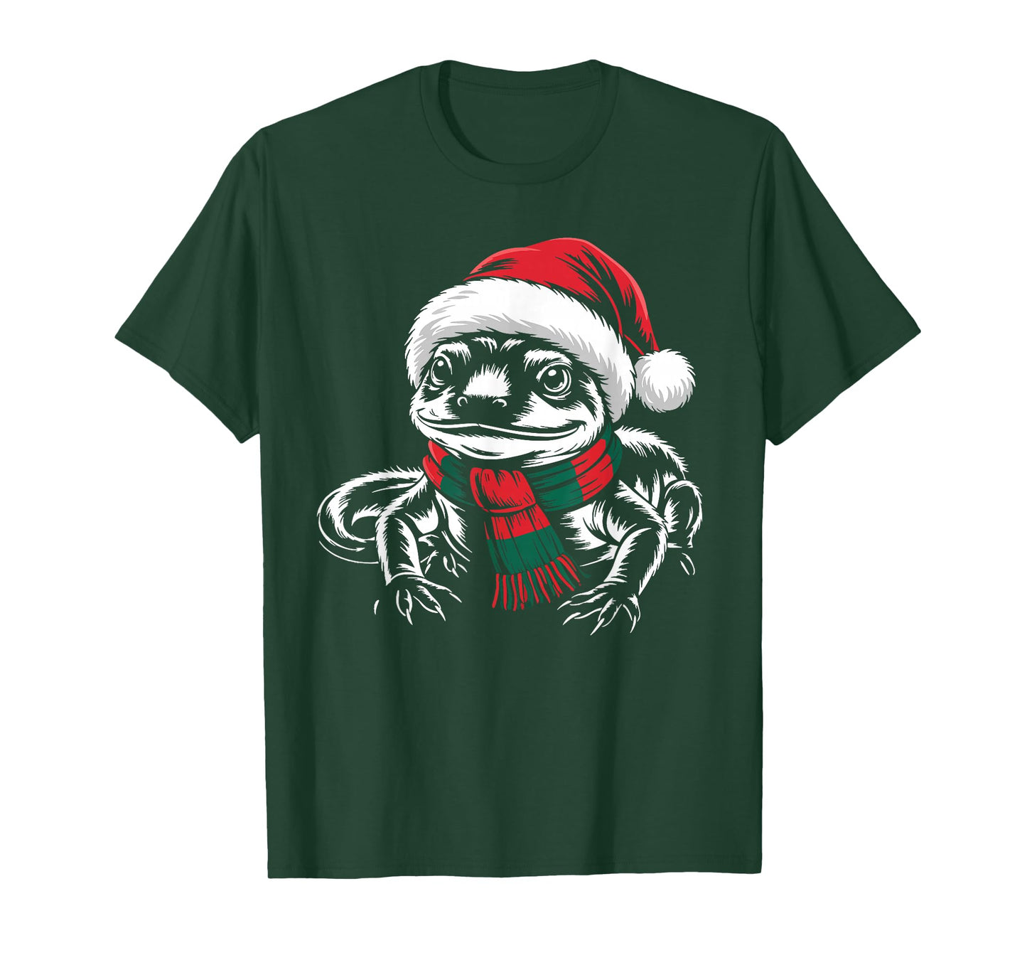Salamander Xmas Santa Hat Scarf Christmas Costume T-Shirt