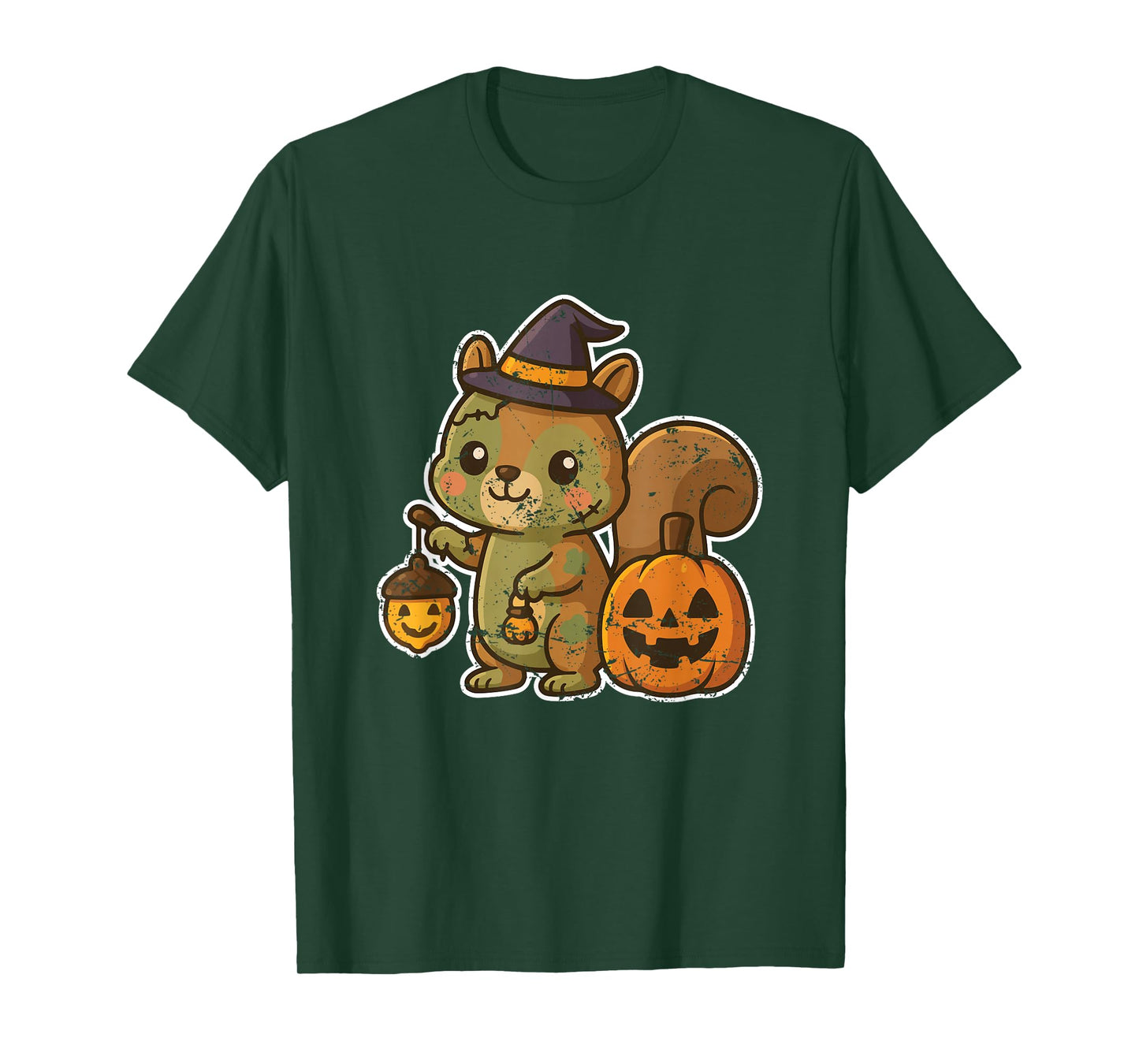 Zombie Squirrel Witch Hat Lantern T-Shirt