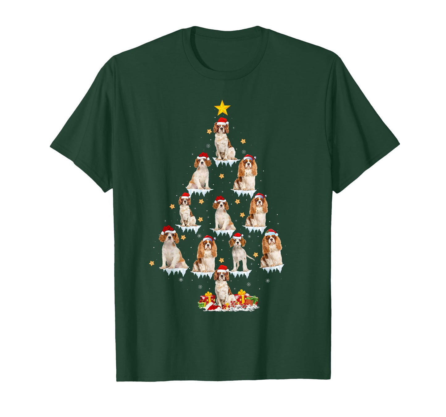 Cavalier King Charles Spaniel Christmas Tree Lights Dog Xmas T-Shirt