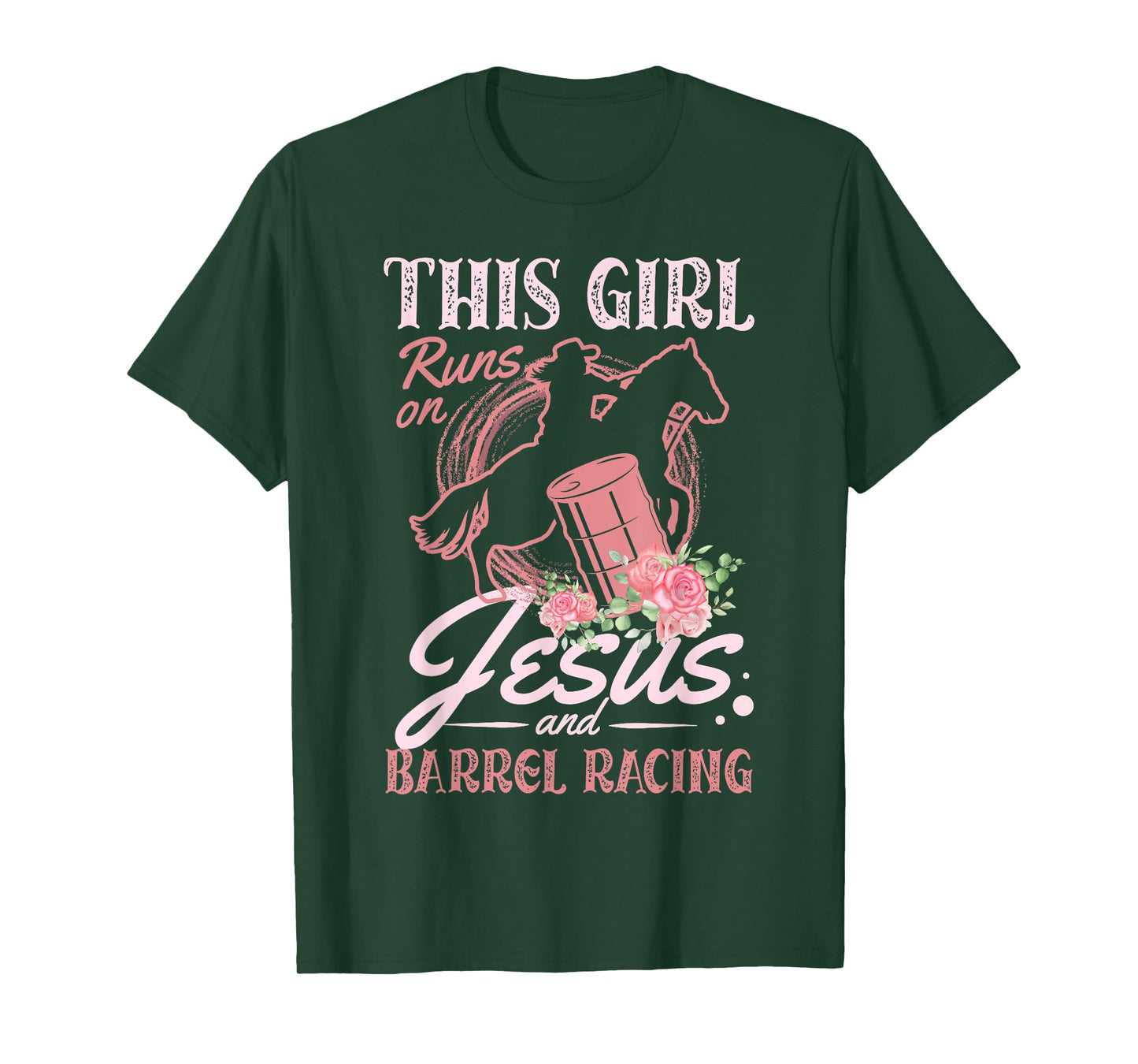 This Girl Runs On Jesus and Barrel Racing for a Barrel racer T-Shirt