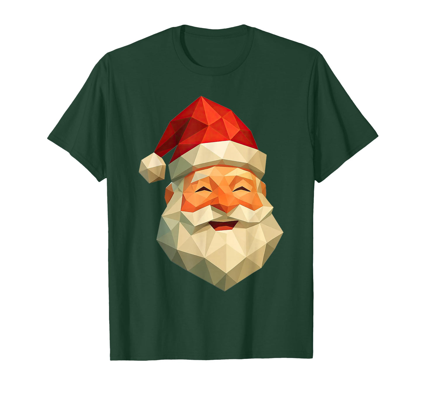 Cute Low Poly Santa Claus Face Geometric Christmas T-Shirt