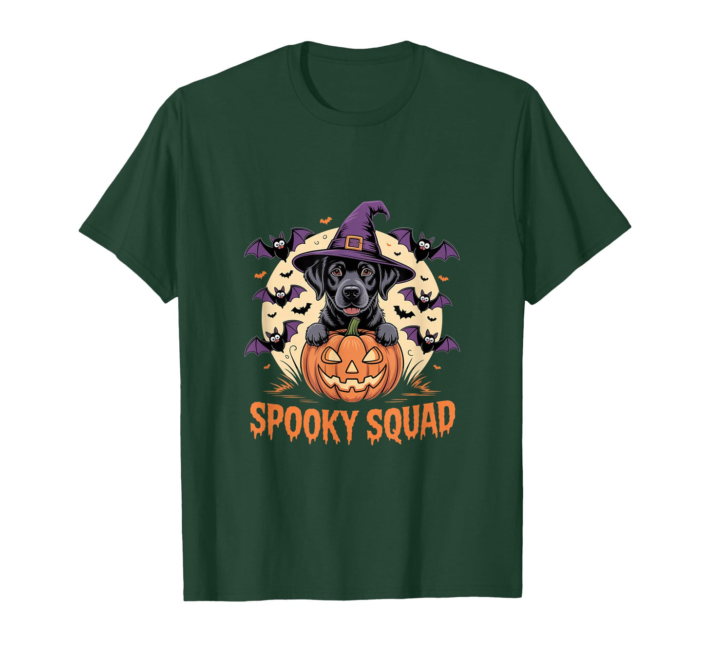 Spooky Squad Dog Halloween Pumpkin Witch Hat Labrador T-Shirt