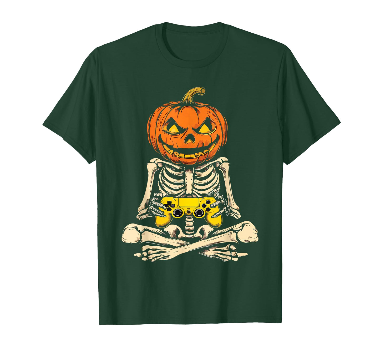 Halloween Skeleton Pumpkin Gamer Video Gaming Men Kids T-Shirt