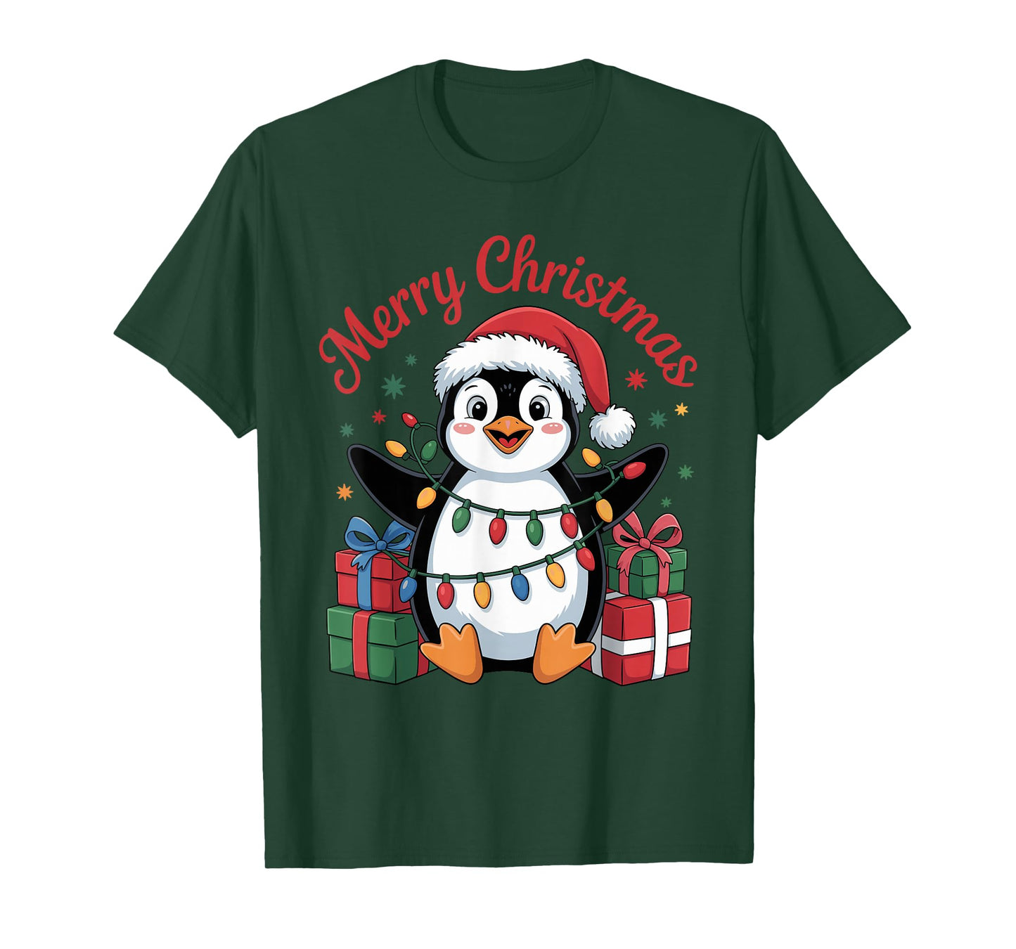 Penguin Santa Hat Christmas Design Funny Animal Lovers T-Shirt