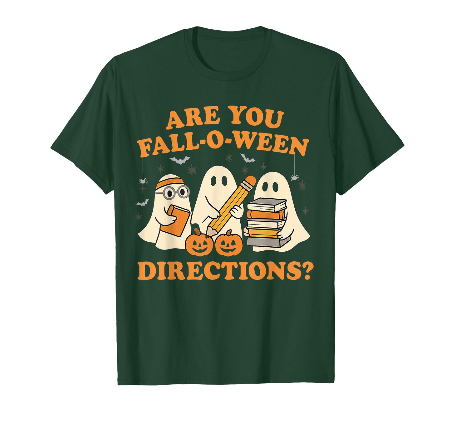 Retro are You Fall O Ween Directions Teacher Halloween Ghost T-Shirt