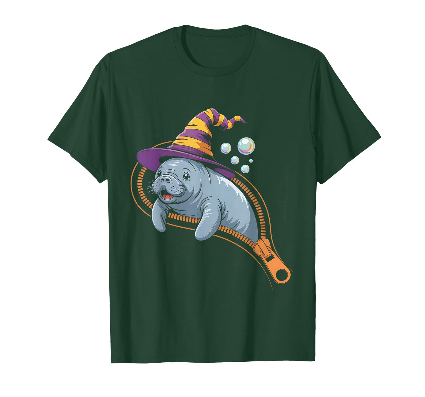 Manatee Emerging from A Zipper Manatee Halloween Funny T-Shirt