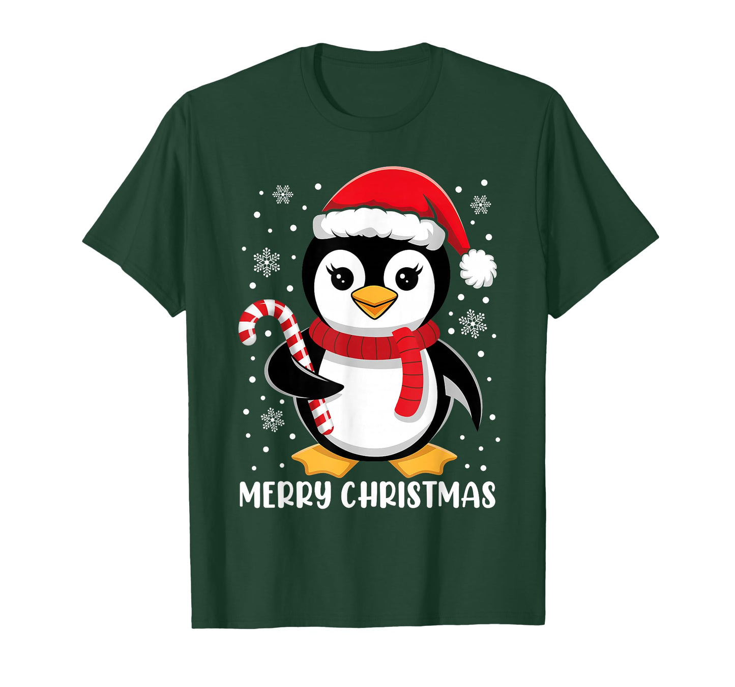 Merry Christmas Lights Red Santa Hat Family Xmas Penguin T-Shirt