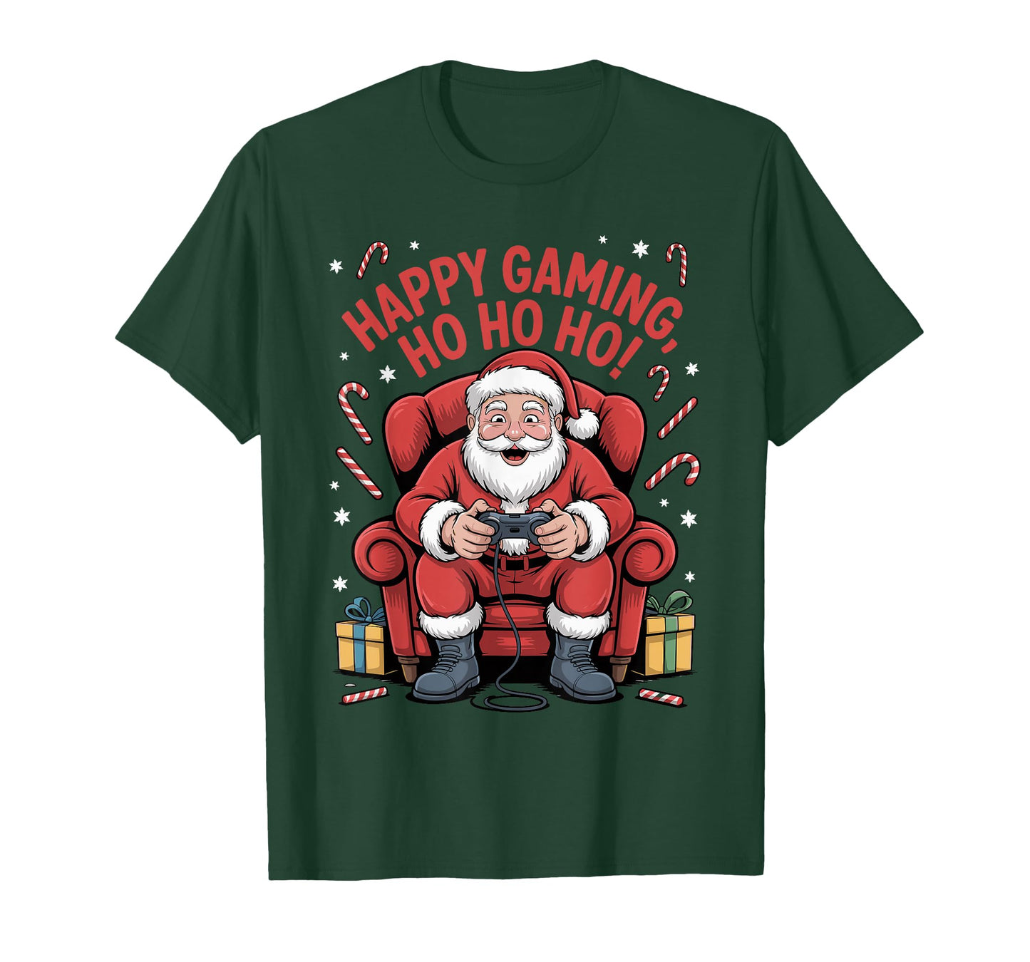 Santa Gaming Funny Christmas Video Gamer Xmas Holiday T-Shirt