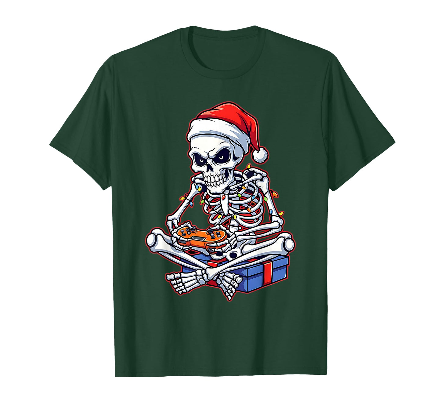 Christmas Skeleton Gamer Video Gaming Funny Skeleton T-Shirt