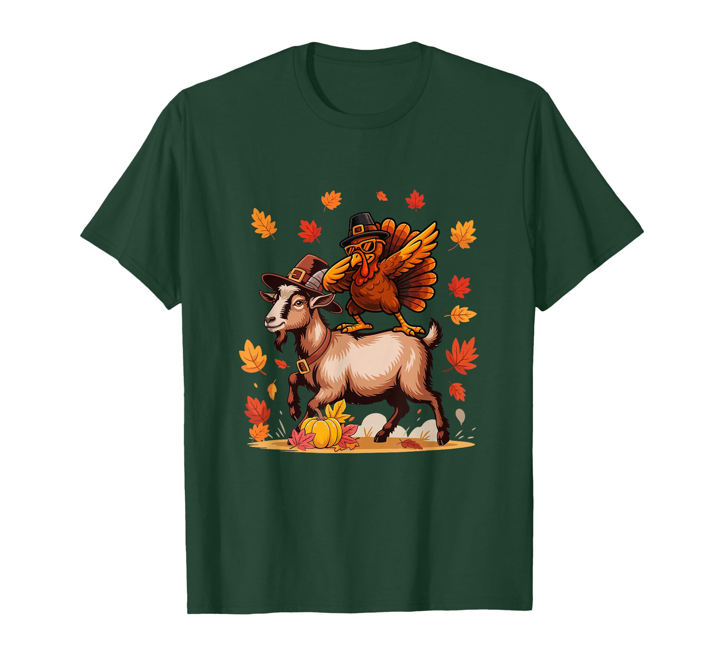 Dabbing Turkey On Goat Thanksgiving Autumn Pilgrim Farmer T-Shirt