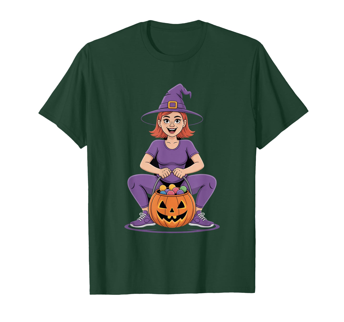 Halloween Cute Witch with Jack O Lantern Candy T-Shirt
