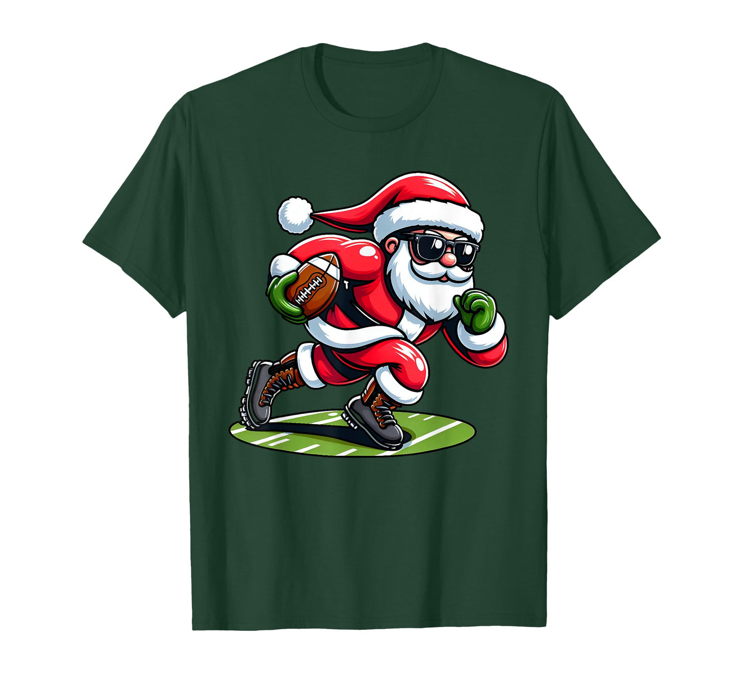 Christmas Santa Claus Play A Football Funny Boys Kids Xmas T-Shirt