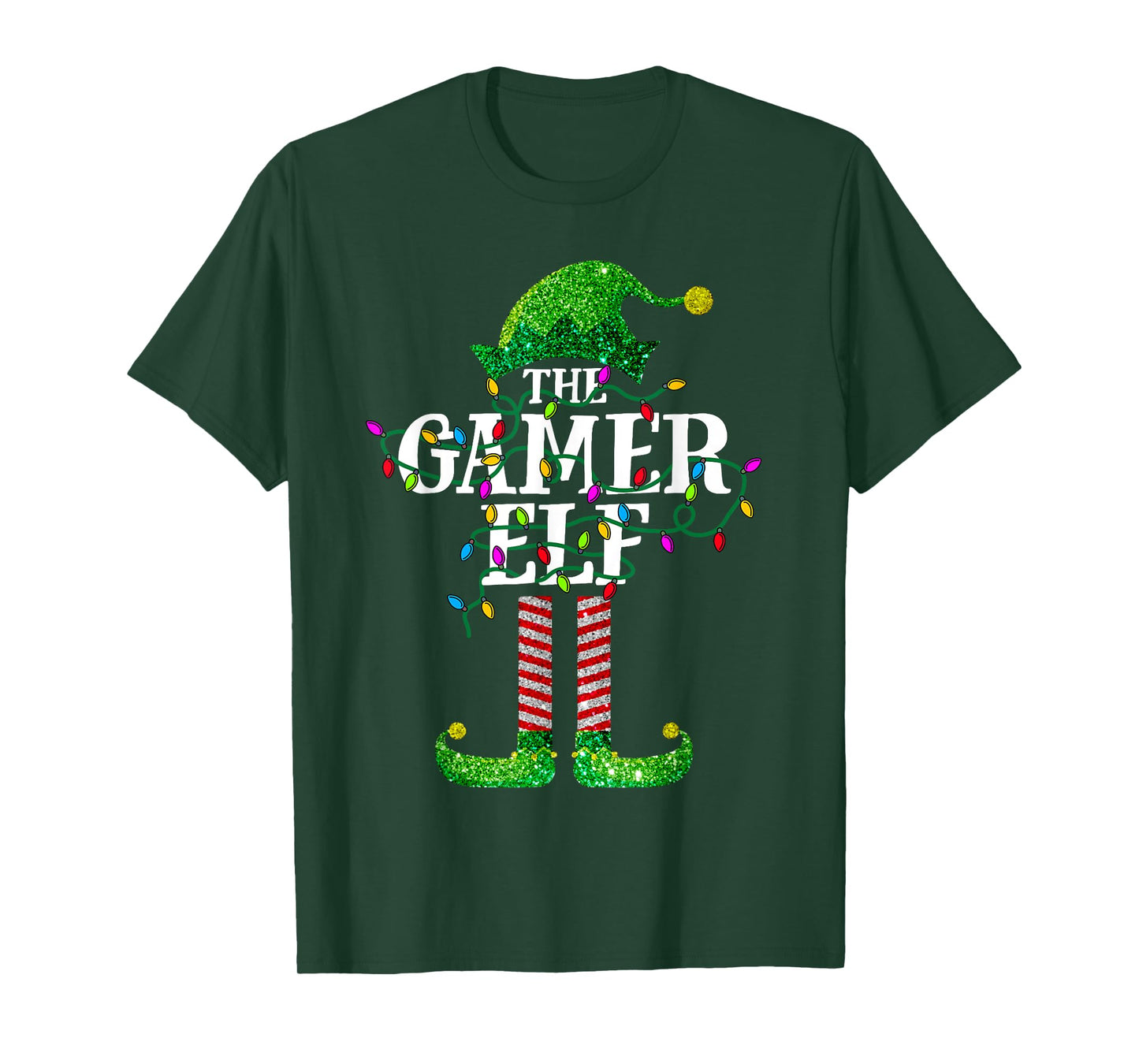 Xmas Light Gamer Elf Matching Family Christmas Party Pyjamas T-Shirt