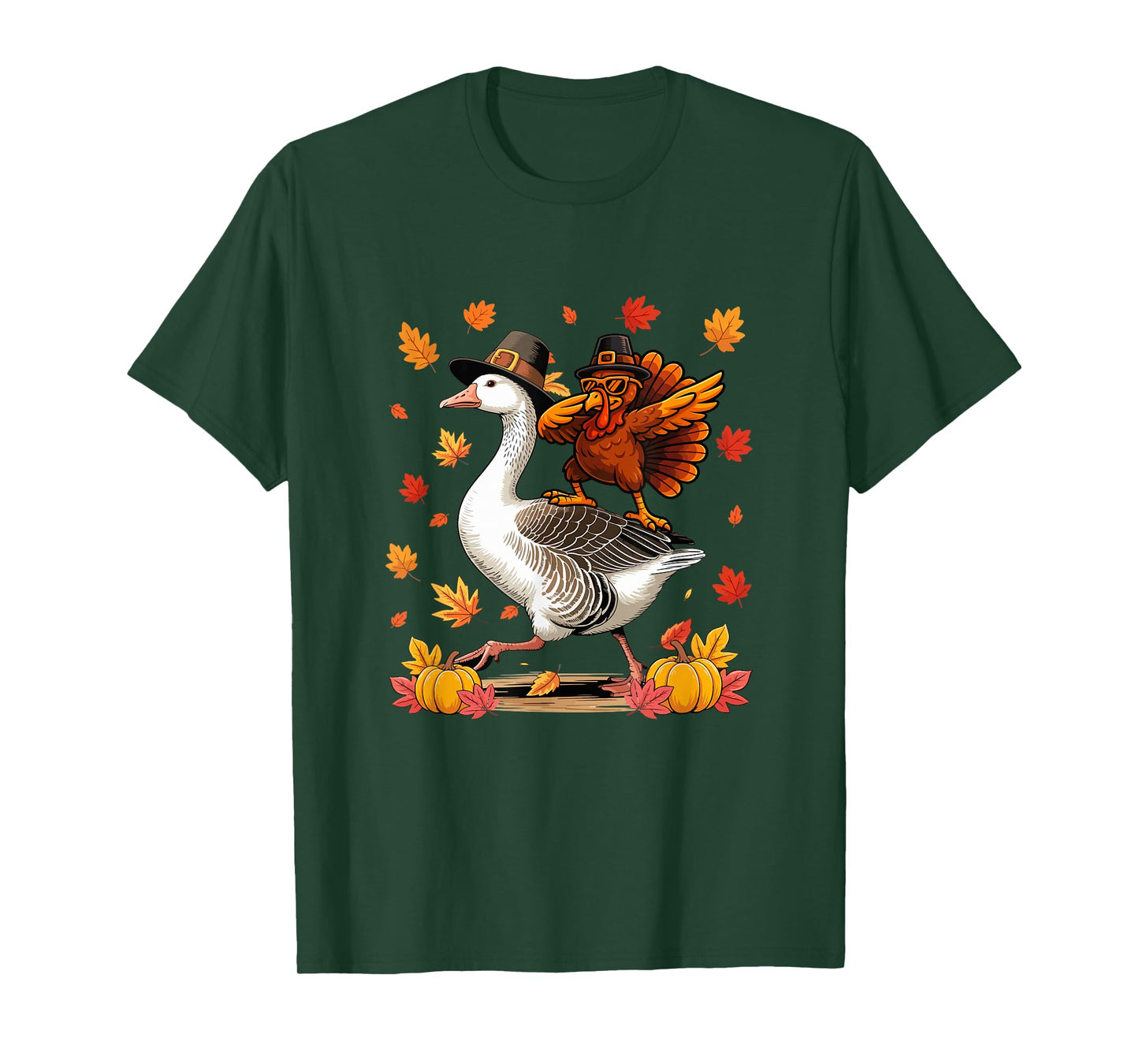 Dabbing Turkey On Goose Thanksgiving Autumn Pilgrim Farmer T-Shirt