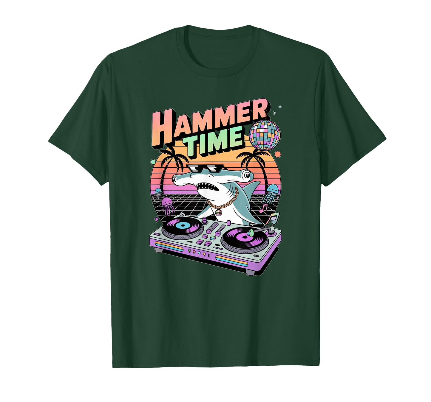 Disco Shark Hammerhead Retro DJ T-Shirt
