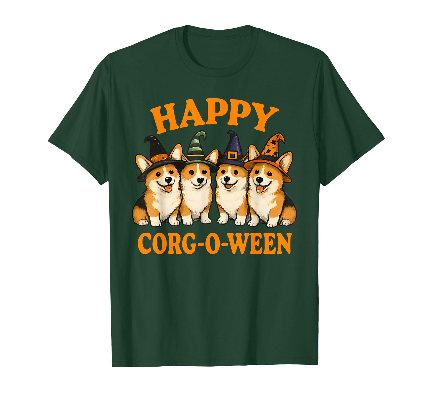 Happy Corgi Halloween Cute Witch Dog Lover Apparel T-Shirt