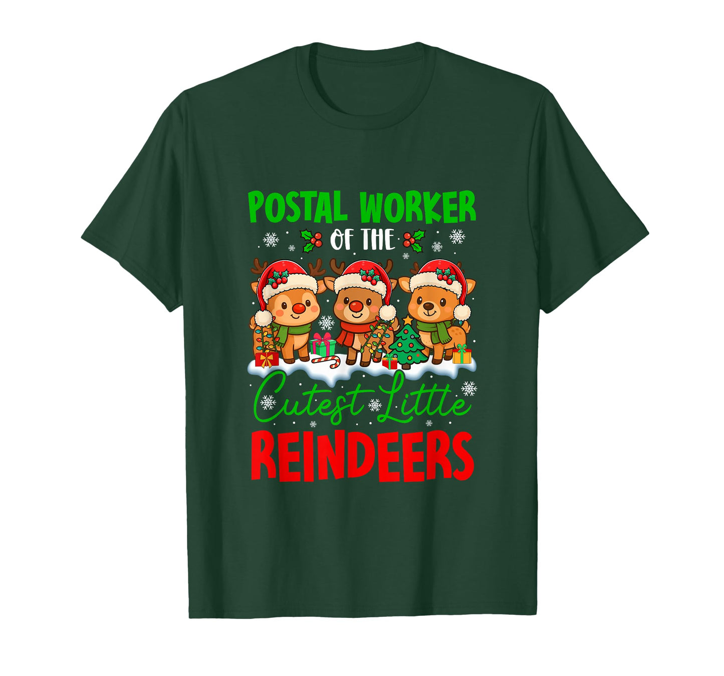 Postal Worker of Cutest Reindeers Xmas Three Santa Reindeers T-Shirt