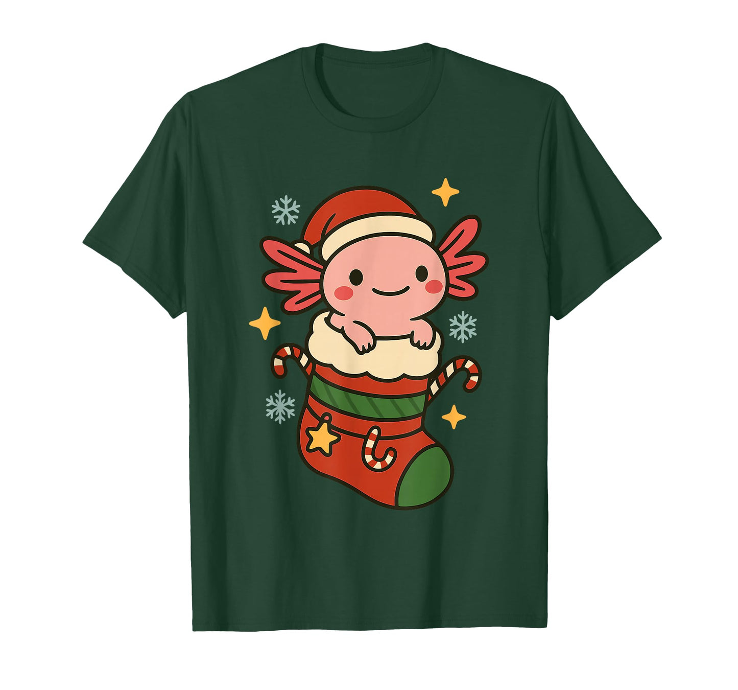 Ugly Christmas Axolotl Cute Holiday Stocking T-Shirt