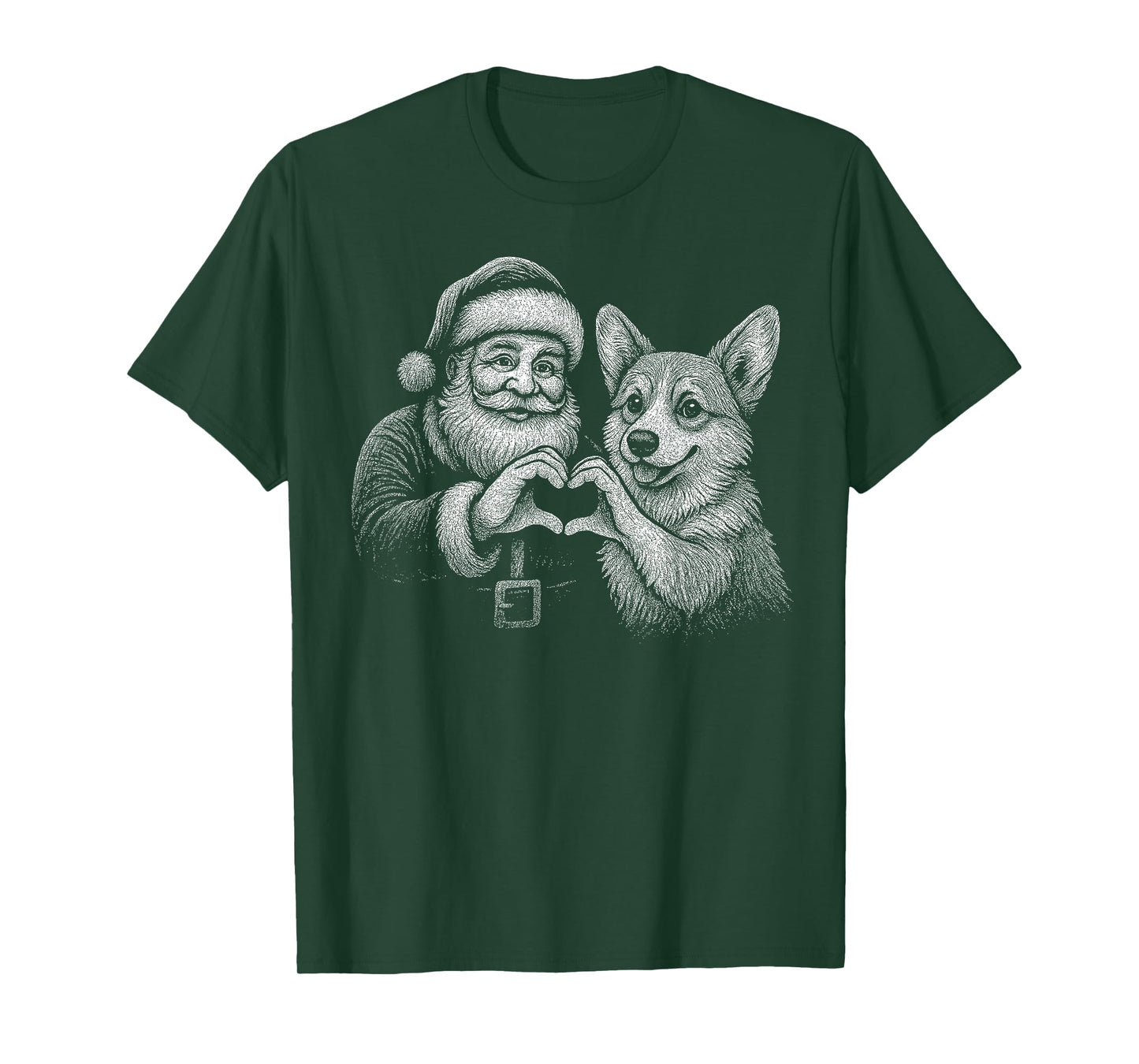Corgi Santa Claus Heart Shape Christmas Dog Lover T-Shirt
