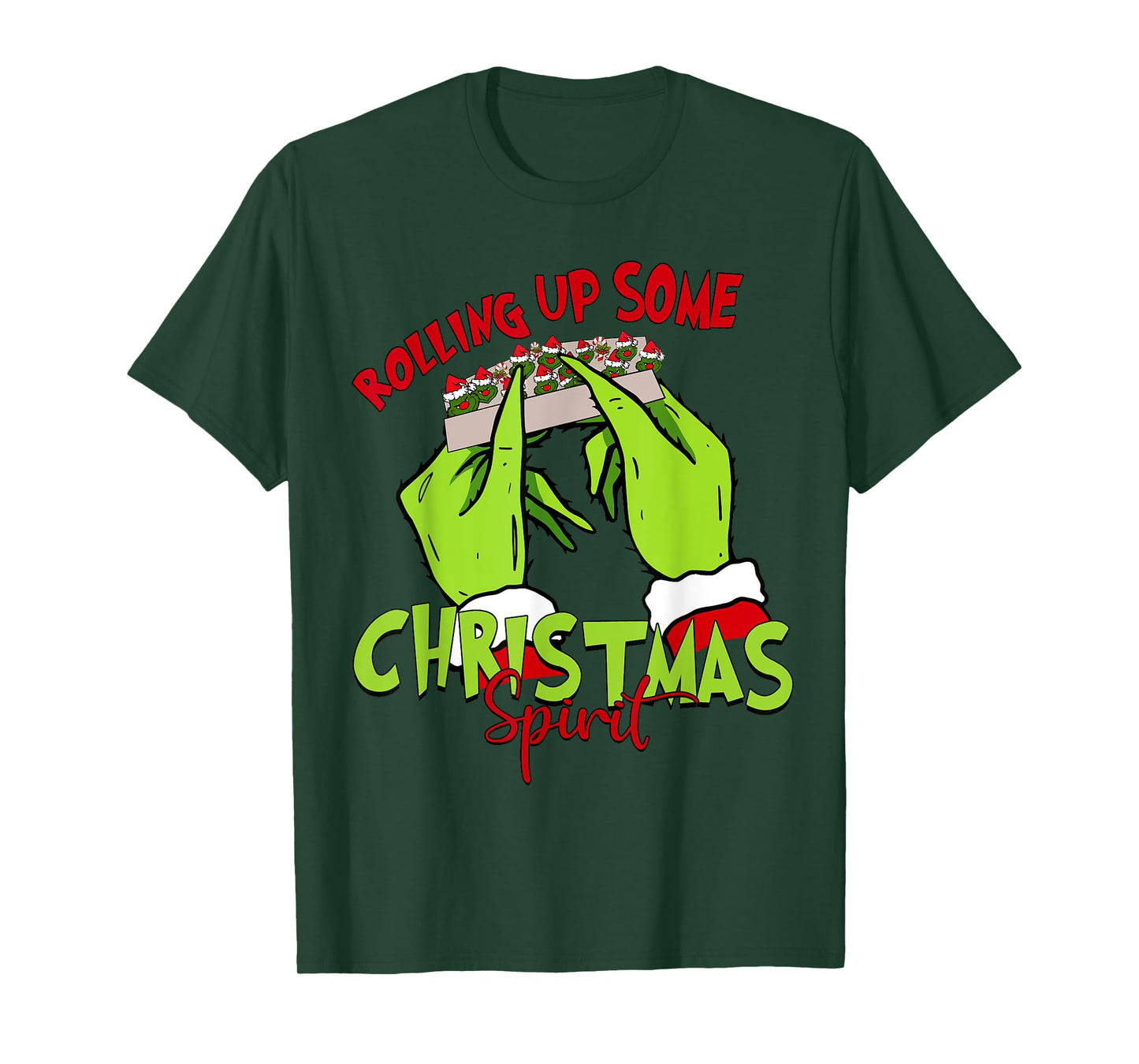 Rolling Up Some Christmas Spirit Xmas Santa Pajamas Holiday T-Shirt