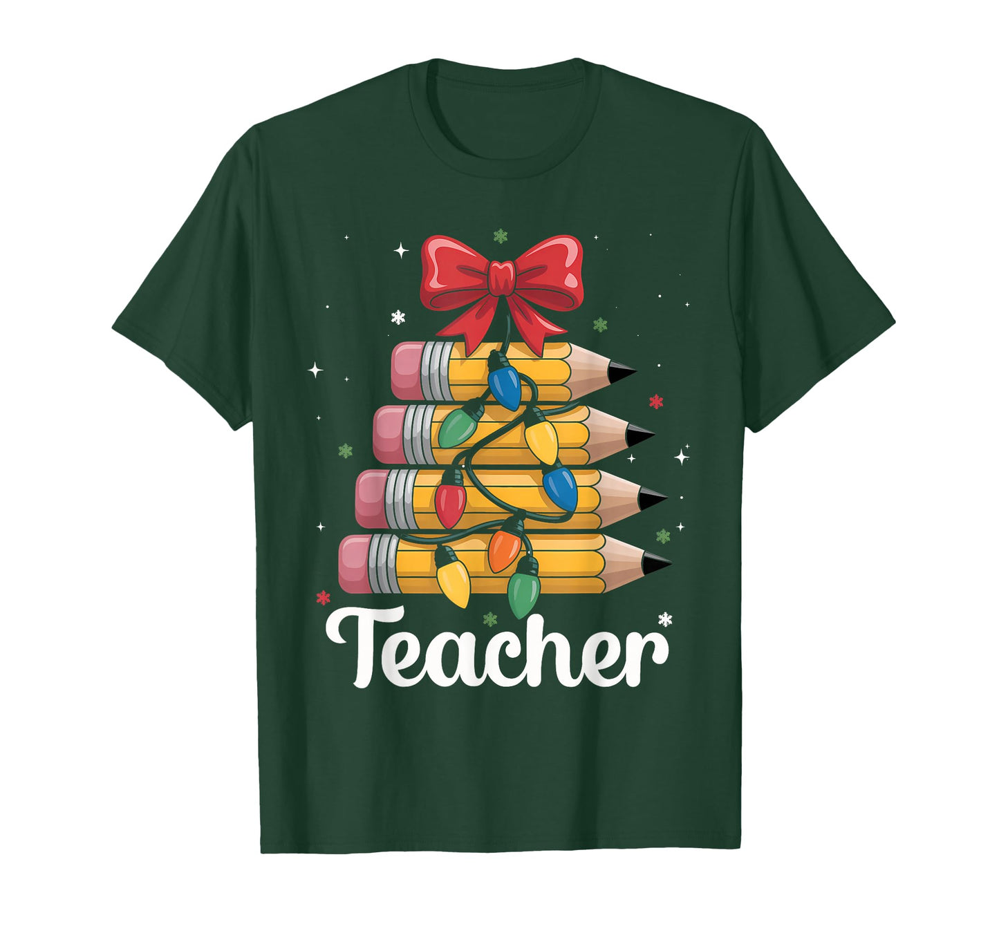 Christmas Coquette Bow Teacher Pencil Book Apple Women Men T-Shirt