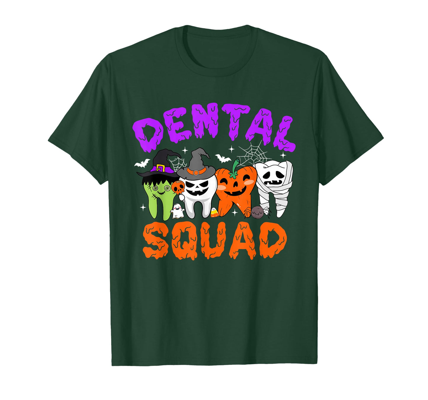 Dental Squad Tooth Pumpkin Witch Hat Halloween Costumes T-Shirt