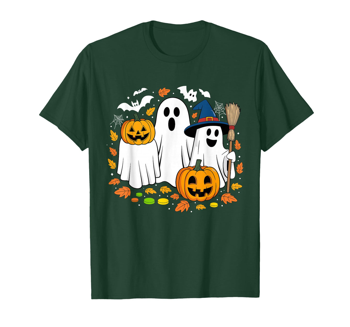 Cute Ghost Drinking Coffee Halloween Fall Ghost Book Reading T-Shirt