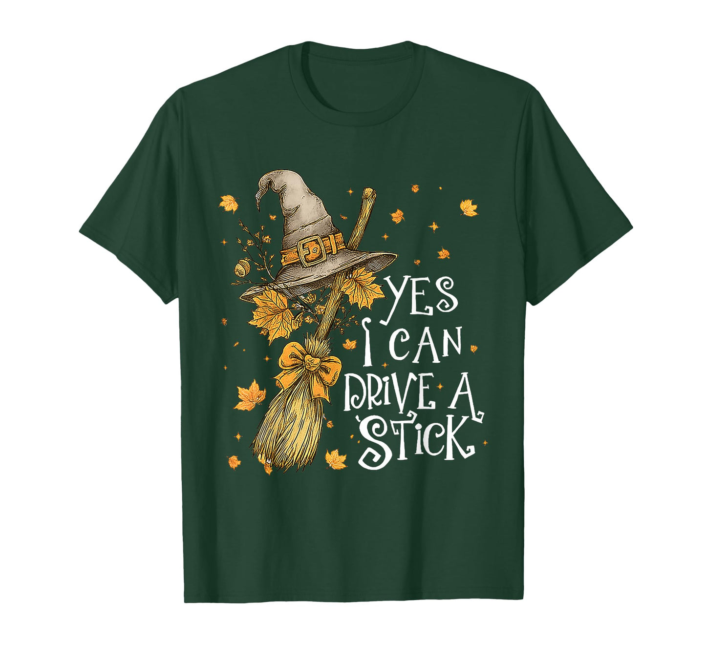 Floral Yes I Can Drive A Stick Funny Halloween Spooky Witch T-Shirt