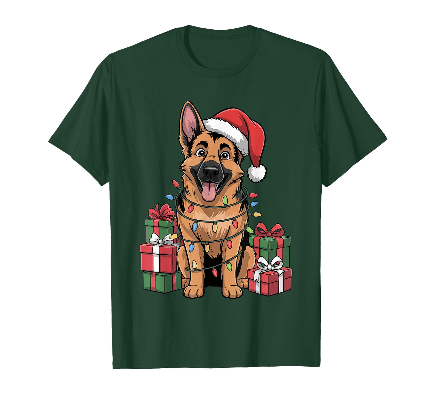 Cute German Shepherd Christmas Funny Dog Lover Holiday T-Shirt