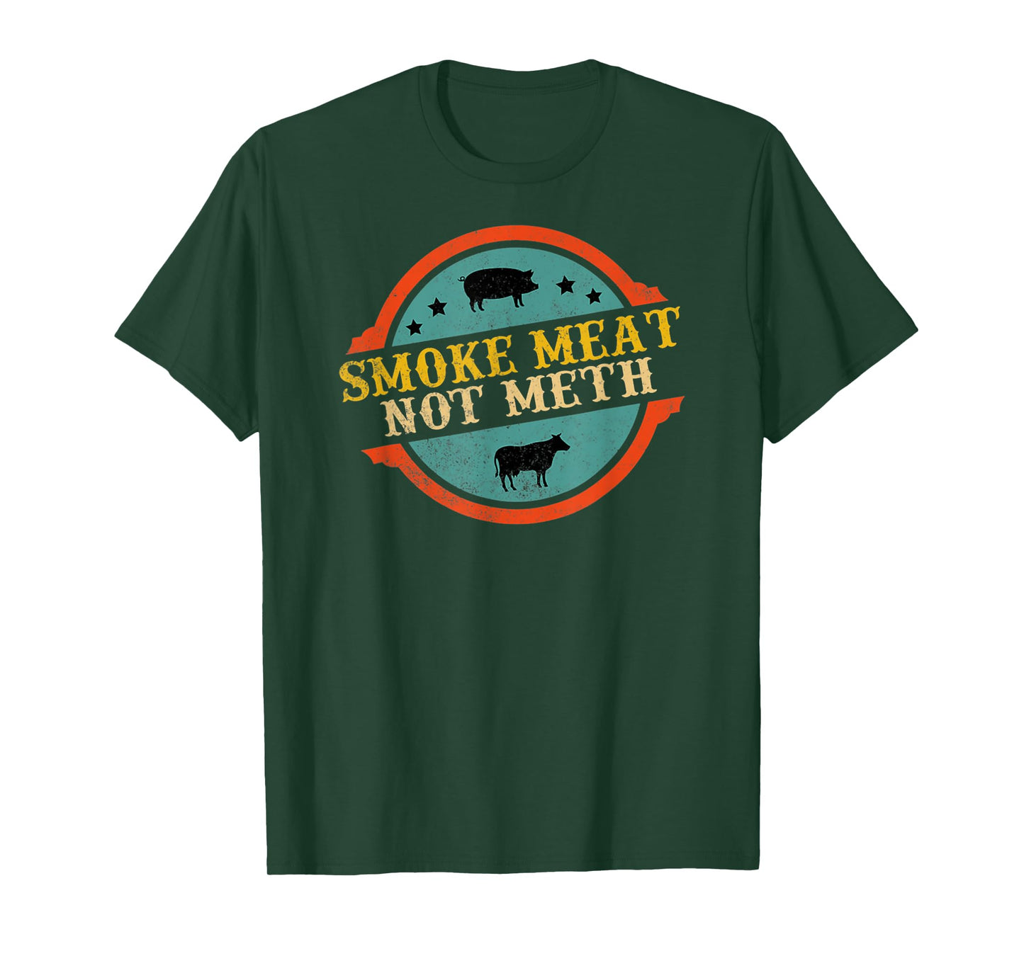 Smoke Meat Not Meth Funny BBQ Grill Barbecue Retro Style T-Shirt