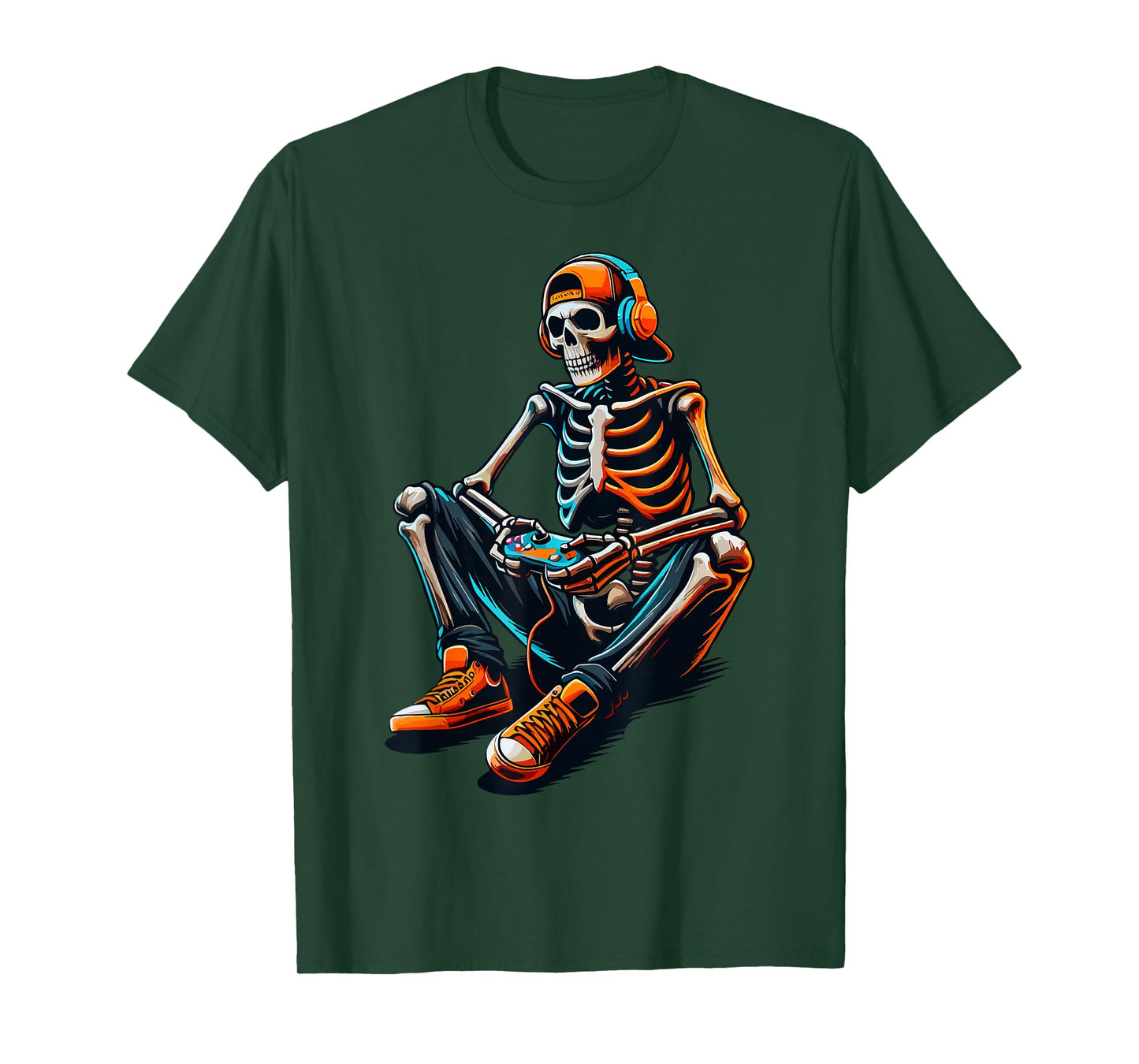 Halloween Skeleton Gamer Video Gaming T-Shirt