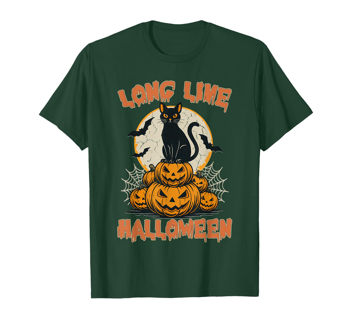 Long Live Halloween Funny Pumpkin Halloween Black Cat T-Shirt