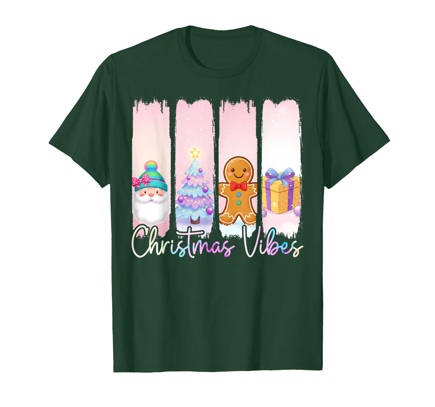 Christmas Vibes Santa Claus Xmas Tree Gingerbread Girls T-Shirt