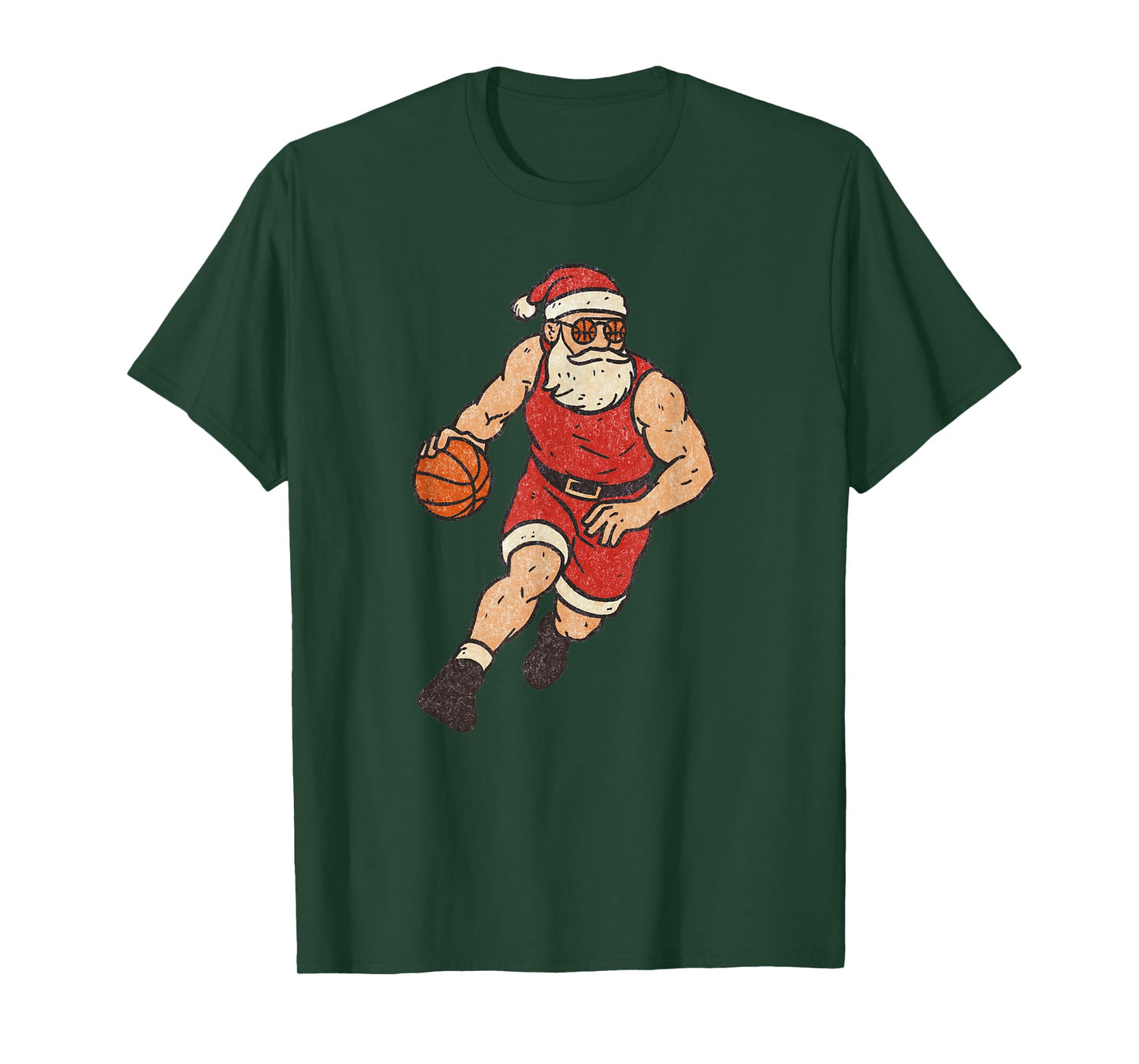 Santa Claus Playing Basketball Xmas Holiday Funny Christmas T-Shirt