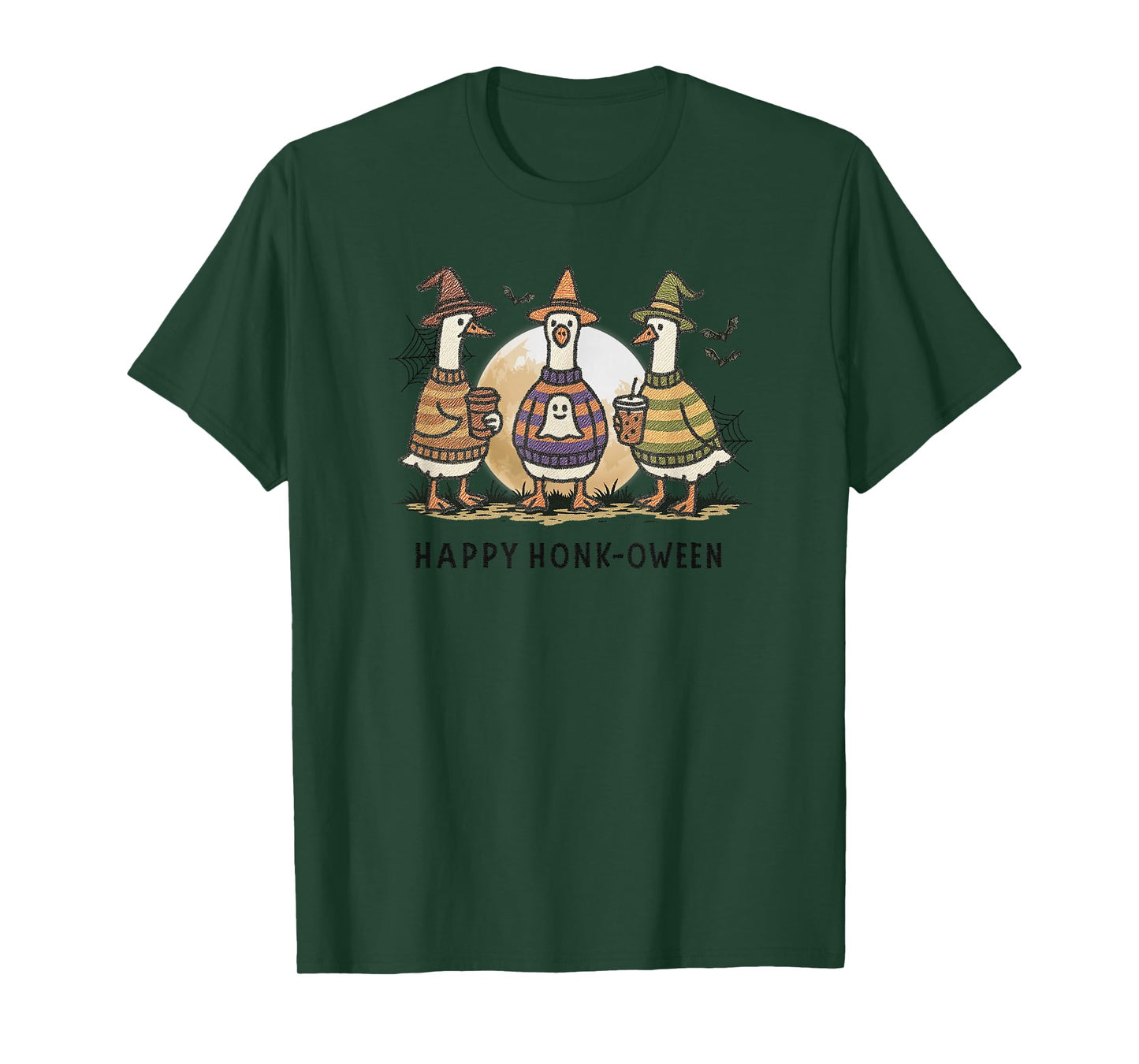 Happy Honk-oween Funny Goose Halloween Witch Costume Spooky T-Shirt